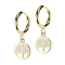 Gold-plated clip-on earring with tree of life pendant and crystals in silver
