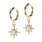 Boucle doreille à clip plaquée pendentif rayon de soleil cristal argent