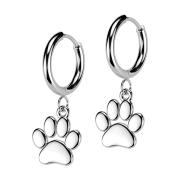 Ohrring zum Klappen silber Anhänger Hundepfote