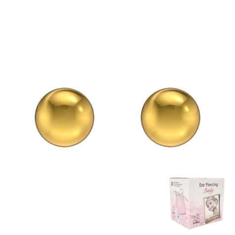 Set "My First Earring" - primi orecchini a bottone placcati in oro con pallina (perno corto)