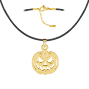 Black chain with gold-plated pumpkin head pendant