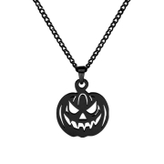 Kette schwarz Anhänger Kürbiskopf schwarz