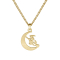 Gold-plated chain with a gold-plated moon pendant featuring a witch on a broomstick