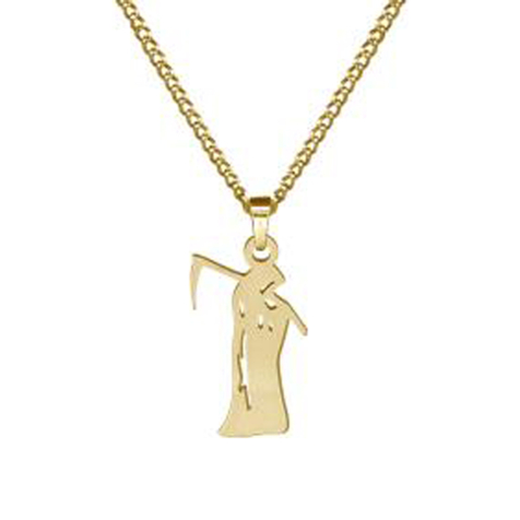Kette vergoldet Anhänger Sensenmann vergoldet