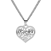 Kette silber Anhänger floral Herz silber