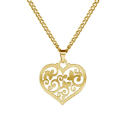 Kette silber Anhänger floral Herz vergoldet