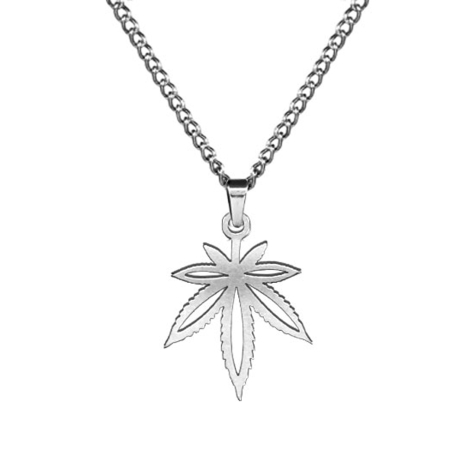 Kette silber Anhänger Hanfblatt silber