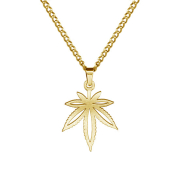 Kette vergoldet Anhänger Hanfblatt vergoldet