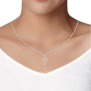 Kette silber Anhänger Kreuz hohl silber