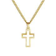 Kette vergoldet Anhänger Kreuz hohl vergoldet