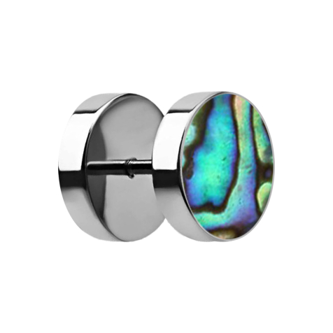 Faux plug argenté abalone