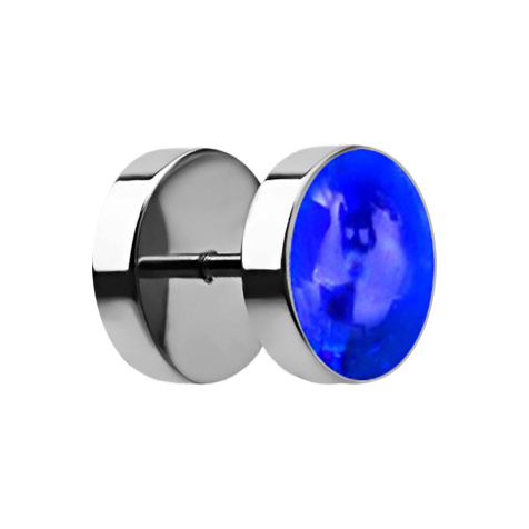 Fake Plug, Silver with Blue Epoxy