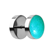 Faux plug argenté en époxy turquoise