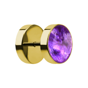 Faux plug plaqué or, époxy violet