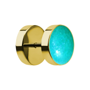 Faux plug plaqué or, époxy turquoise