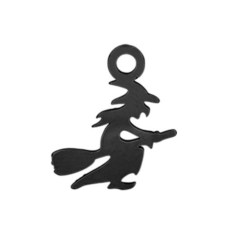 Anhänger schwarz Hexe auf dem Besen