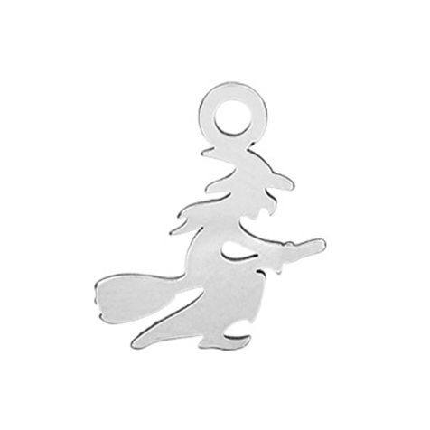 Anhänger silber Hexe auf dem Besen