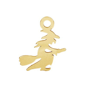 Anhänger vergoldet Hexe auf dem Besen