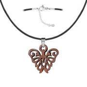 Collana nera con ciondolo a forma di farfalla in legno di sawo