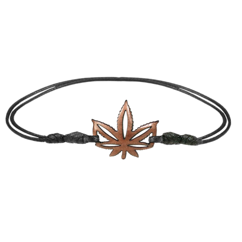 Black hemp leaf bracelet made of sawo wood
