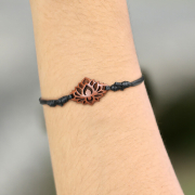 Black lotus flower bracelet made of sawo wood