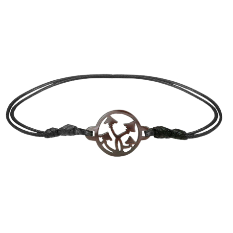 Braccialetto nero con funghi in legno di narra