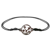 Black bracelet with mushrooms made of narra wood