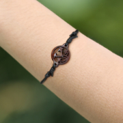 Black bracelet with mushrooms made of narra wood