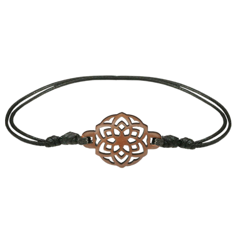 Black Mandala Bracelet Made of Sawo Wood