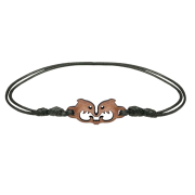 Black bracelet with two dolphins made of sawo wood