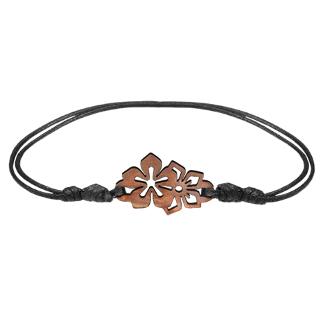 Black Hibiscus Bracelet Made of Sawo Wood