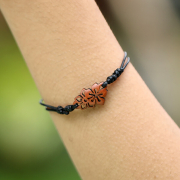 Black Hibiscus Bracelet Made of Sawo Wood