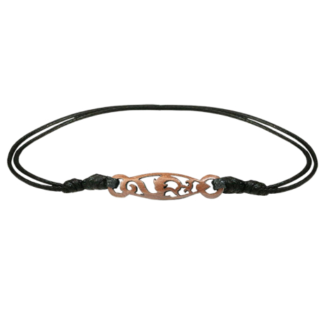 Bracelet noir « Vague et dauphin » en bois de sawo