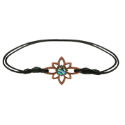 Black bracelet with a flower and abalone inlays, made of...