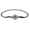 Black bracelet with a square flower and a turquoise stone, made of narra wood