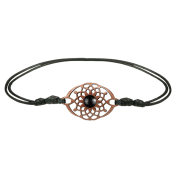 Black oval flower bracelet with black onyx stone made of...