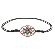 Black oval flower bracelet with abalone and sawo wood