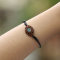 Black oval flower bracelet with abalone and sawo wood