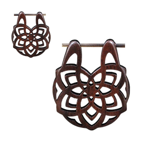 Boucle doreille en forme de fleur en bois de narra