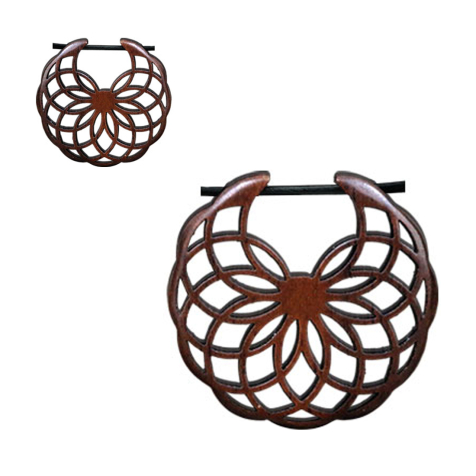 Boucle doreille « Fleur de vie » en bois de narra