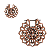 Large flower earring made of sawo wood