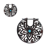 Flower Earring with Turquoise Stone and Narra Wood