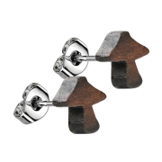 Silver mushroom stud earrings made of Narra wood