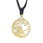 Black necklace with gold-plated fairy pendant