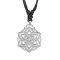 Collier noir avec pendentif argenté représentant un mandala celtique