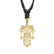 Black necklace with gold-plated Hamsa Flower pendant