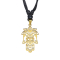 Black necklace with gold-plated Hamsa Flower pendant