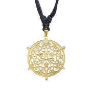 Black necklace with gold-plated mandala pendant, design 3