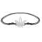 Bracelet noir avec pendentif argent en forme de feuille de chanvre