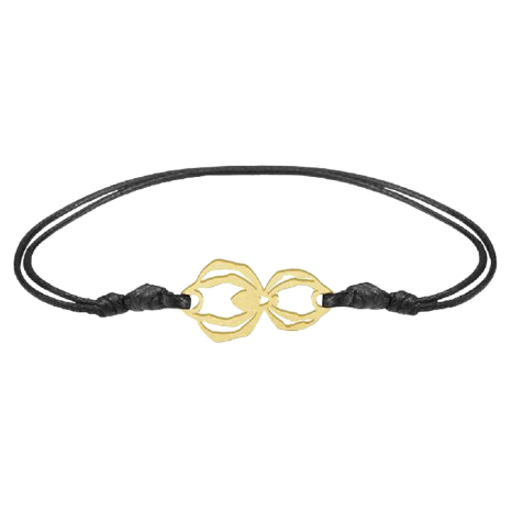 Black bracelet with gold-plated spider pendant
